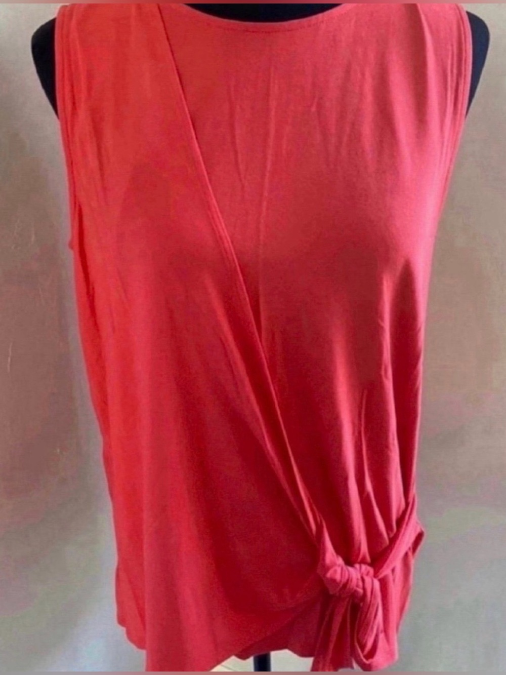 Women’s Sleeveless Knot-Front Women's Top in Coral Pink (Size M)